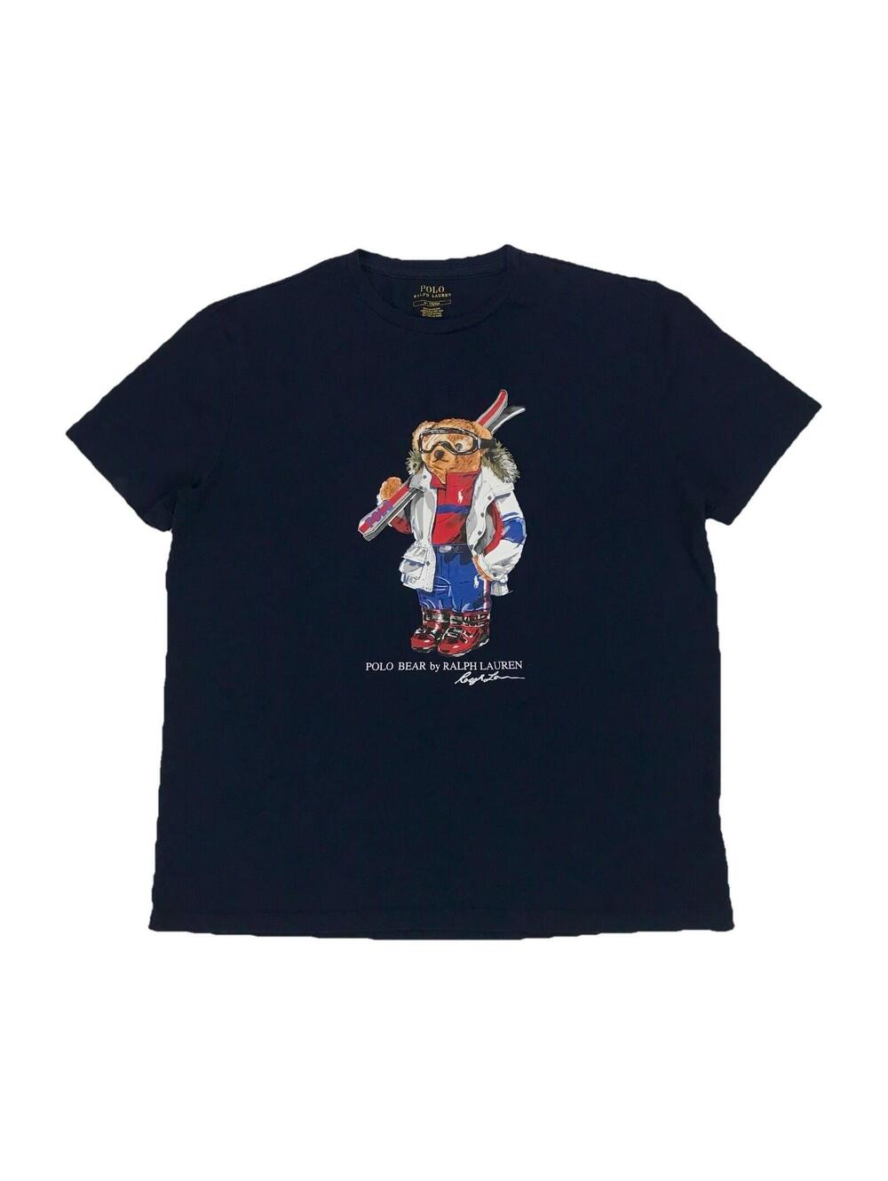 Polo Ralph Lauren Bear Shirt Mens Medium M Blue Crewneck Snow Ski PRL Vintage
